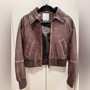 Mango Dark Brown Leather Jacket